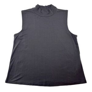 EILEEN FISHER Fine Jersey Mock Neck Tank Top • Medium • charcoal gray • Tencel